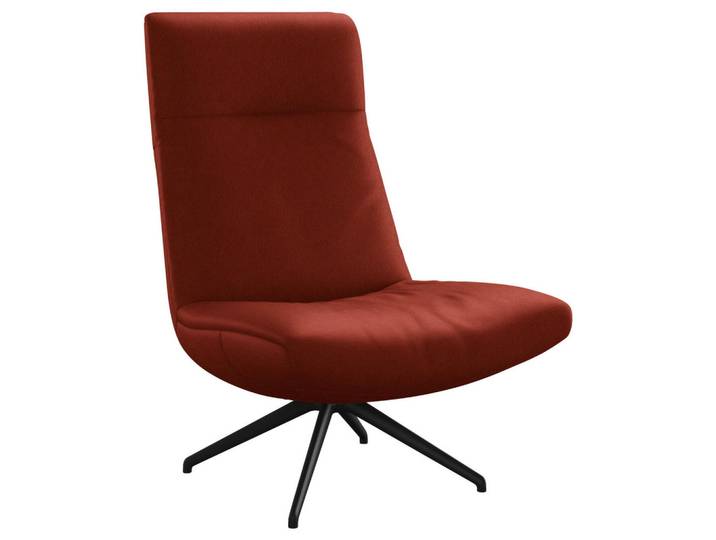 Johann Jakob Sessel, Rot, Metall, Echtleder, Semi-Anilinleder, Rindleder, 74x105x92 cm, Goldenes M, Fussart wählbar, Lederauswahl, Wohnzimmer, Sessel, Sessel