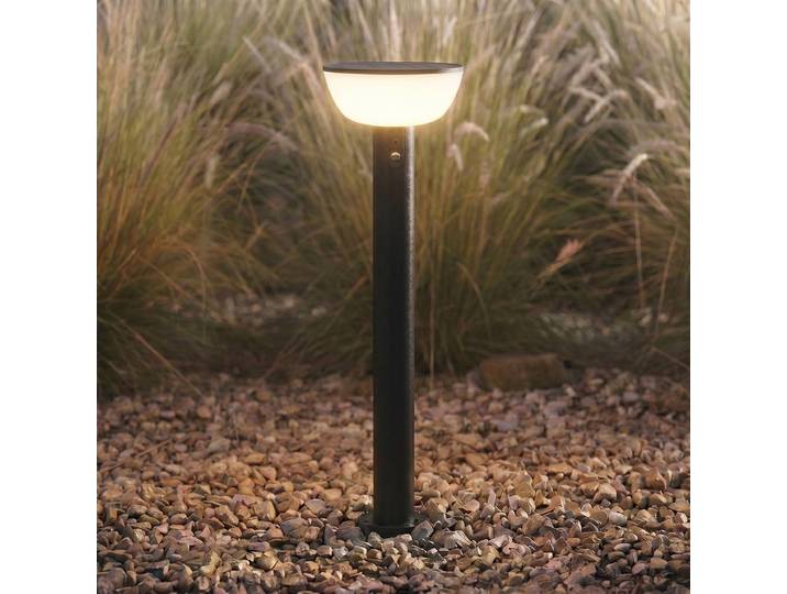 Lindby LED-Solarwegeleuchte Obintu, schwarz, 63 cm, Sensor Obintu Lindby, dimmbar, schwarz, Metall, Modern, Solarleuchte