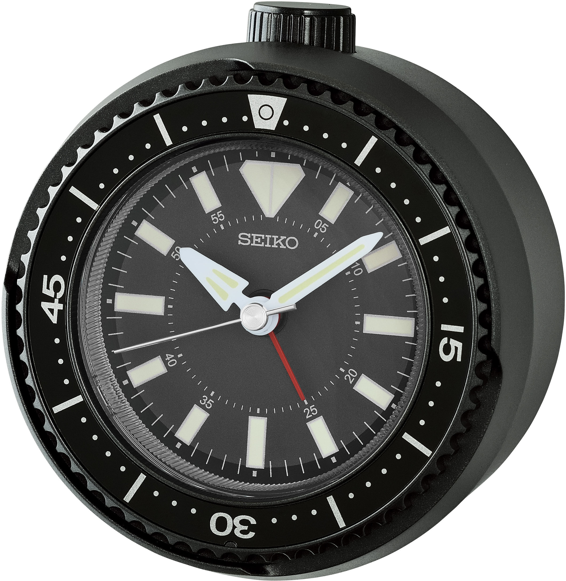 Quarzwecker SEIKO, schwarz, Wecker, Wecker, Leuchtzeiger, Schlummerfunktion, Schlafzimmer, Geschenkidee