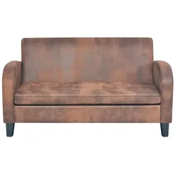 Helloshop26 - 2-Sitzer-Sofa für Wohnzimmer Inneneinrichtung braunes Kunstveloursleder 02_0020776