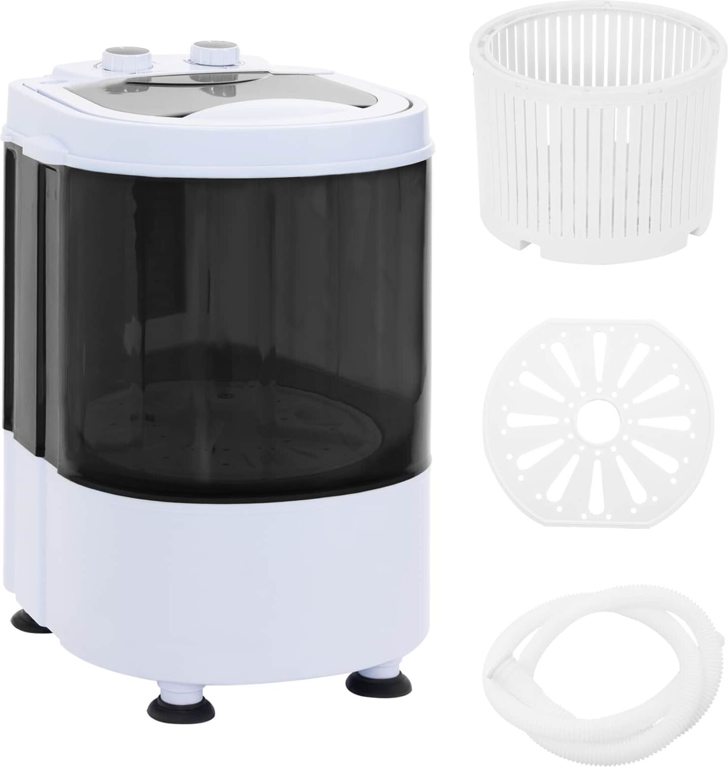vidaXL Mini machine à laver avec tub unique 2,6 kg Noir et Blanc