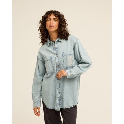 Jeanshemd BILLABONG "DOWN THE COAST", Damen, Gr. S, N-Gr, washed blau, Obermaterial: 100% Baumwolle, Hemden Jeanshemd, mit sportlichem Charakter, geradliniger Schnitt, aus Baumwolle