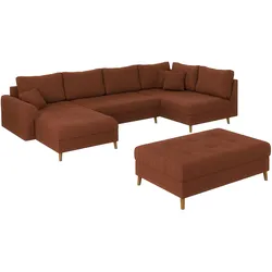 WOHNLANDSCHAFT inkl. Hocker Alma Terrakotta Cord