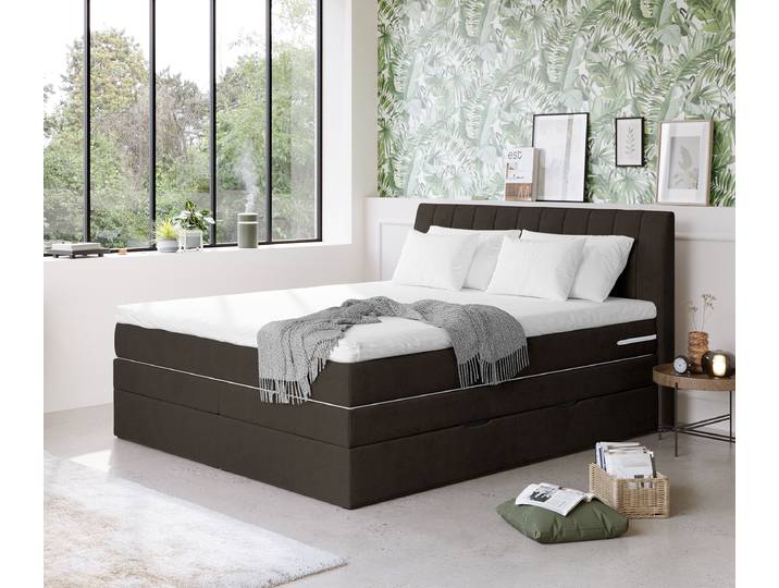 Lit boxspring 180 x 200cm Microfibre Aleka Marron