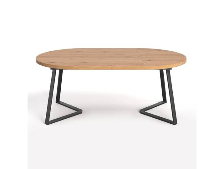 Danzz Runder ausziehbarer Tisch Axis, Massivholz mit Metall, modernes Design 110 cm + Tischverlängerungen 2x45 cm