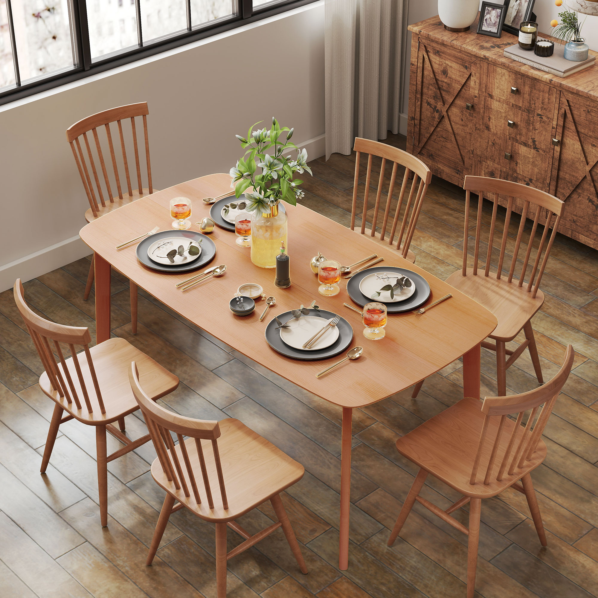 Homcom Tavolo da pranzo rettangolare per 6 persone tavolo da cucina 150 cm in legno massiccio 150 x 80 x 76 cm legno naturale   Aosom Italy