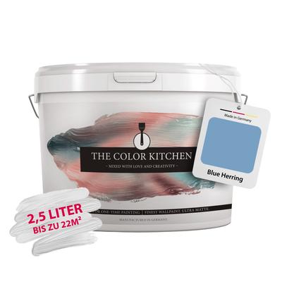 Wand- und Deckenfarbe A.S. CRÉATION "THE COLOR KITCHEN", blau (tck3004 blau herring), 2,5 l 2,5ml, Farben, seidenmatt, für Wohnzimmer Schlafzimmer Flur Küche, Blautöne