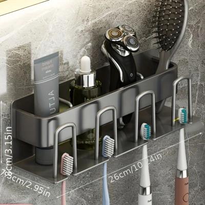 Uplift Treasures Wall Mounted Aluminum Toothbrush And Cup Holder grey 4