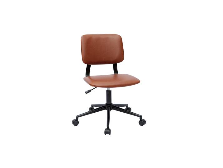 Chaise de bureau à roulettes vintage marron et métal noir LAB