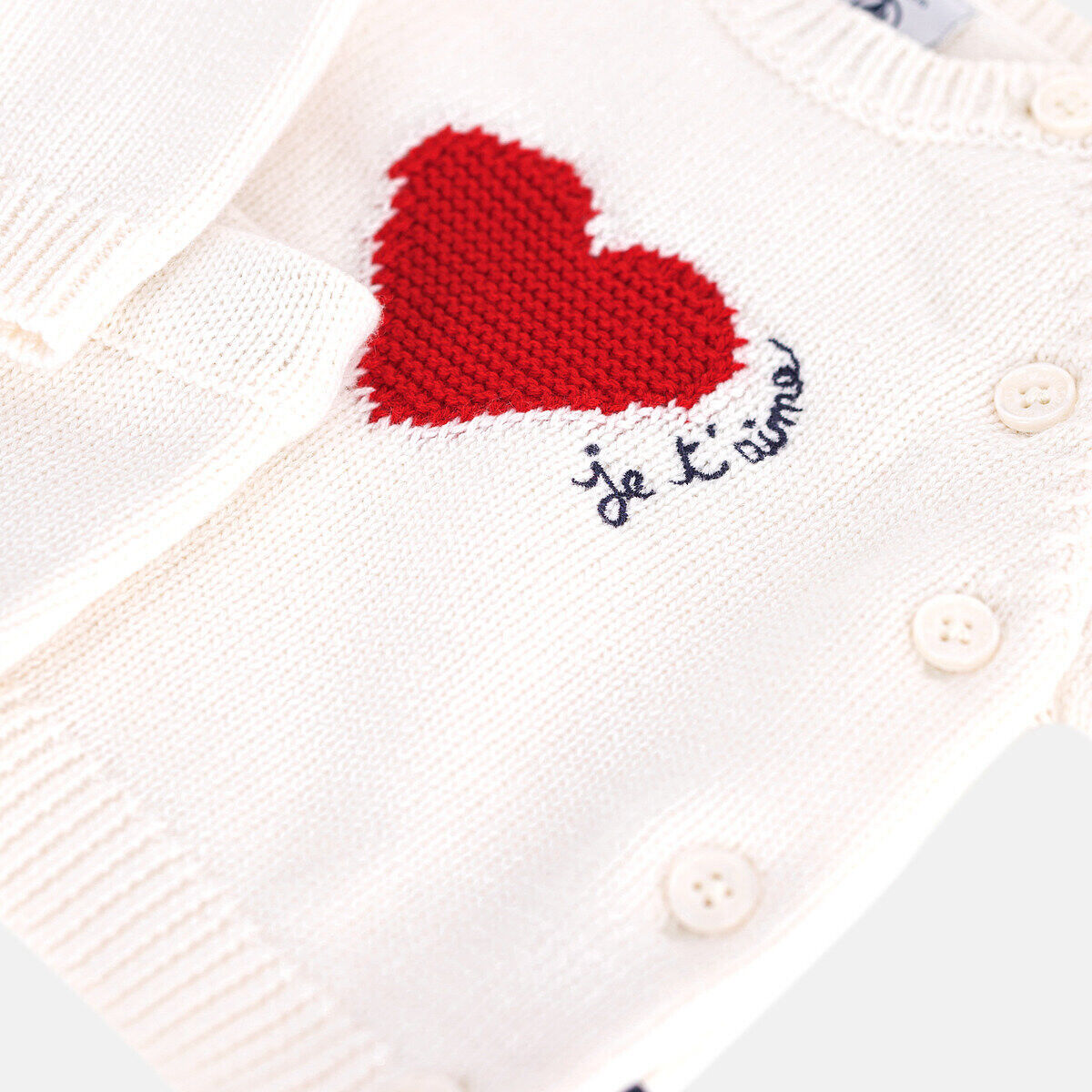 PETIT BATEAU Ensemble en tricot jacquard, motif coeur