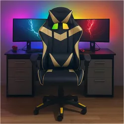 HTI-Living Schreibtischstuhl Krit Schwarz-Gold, Gaming Stuhl, Schwarz, Gold
