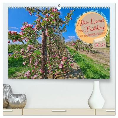 Altes Land im Frühling - Mit dem Fahrrad unterwegs (hochwertiger Premium Wandkalender 2027 DIN A2 quer), Kunstdruck in Hochglanz