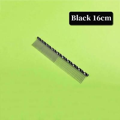 Inspired Finds ProGroom Stainless Steel Pet Comb Lightweight Detangling & Cleaning Comb For Cats And Dogs black 6.30in