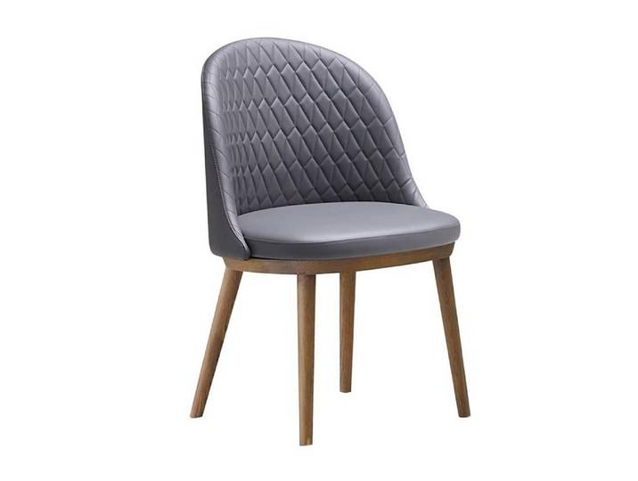 JVmoebel Esszimmerstuhl Eleganter Stuhl aus grauem Kunstleder mit stabilen Holzbeinen, Made in Europa