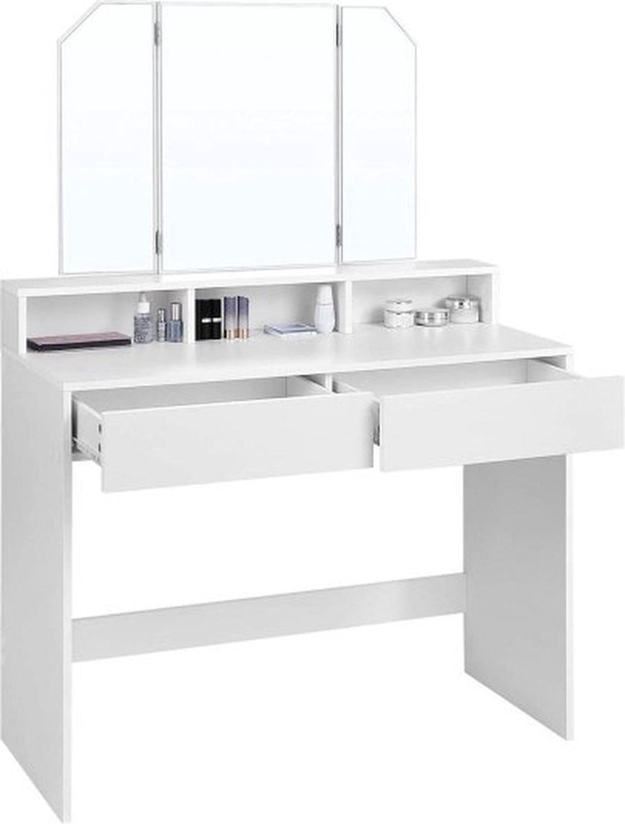 Witte kaptafel met opklapbare spiegels