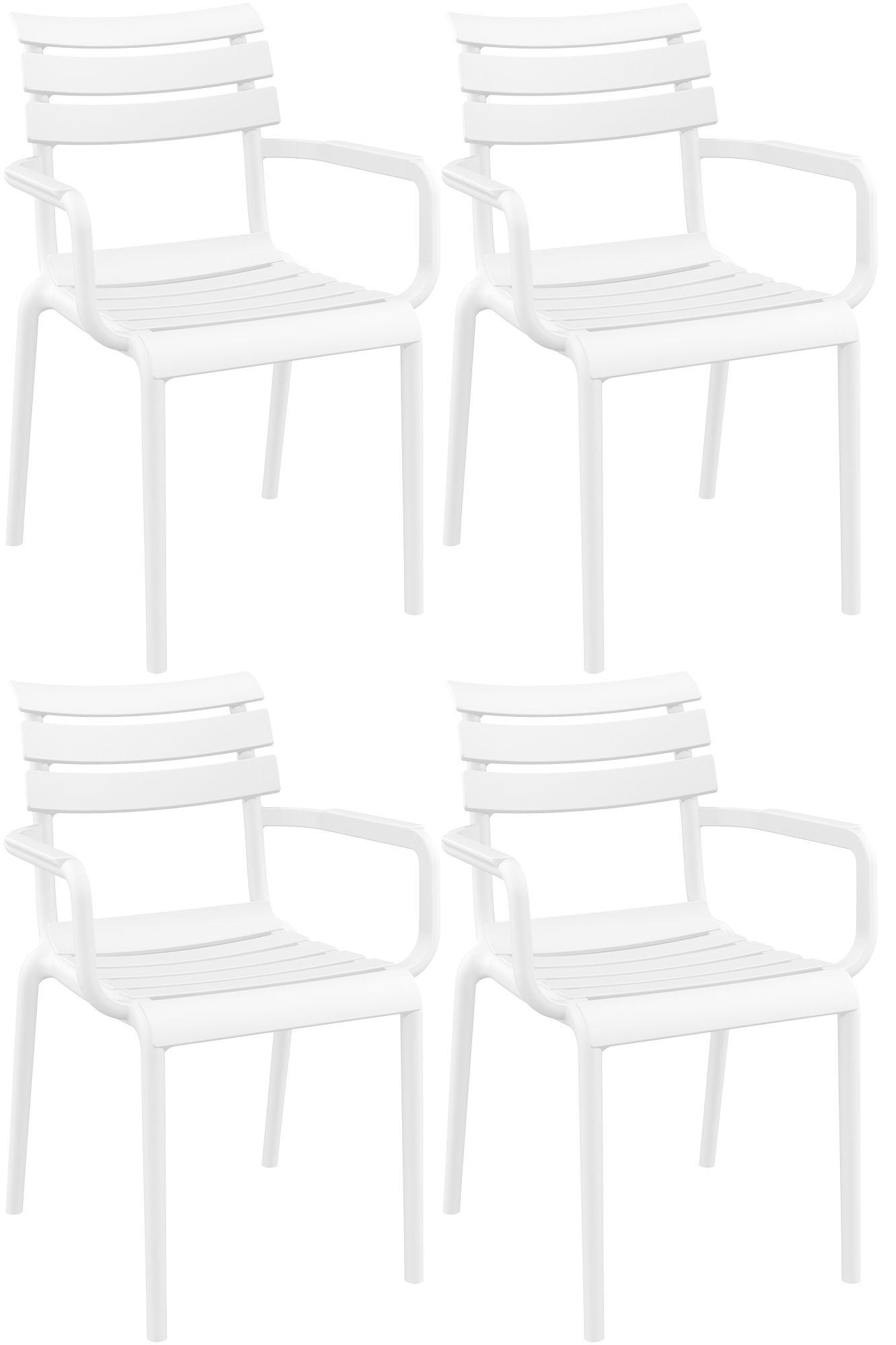 CLP 4er Set Gartenstühle Paris wetterfeste Kunststoffstühle stapelbar bis 160 kg weiß