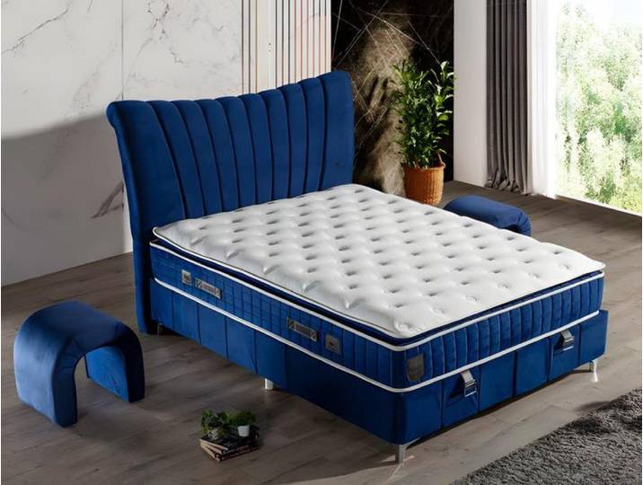 Xlmoebel Polsterbett Exklusives Himmelbett aus massivem Stahl mit Kunststoffeinsätzen, Made in Europa