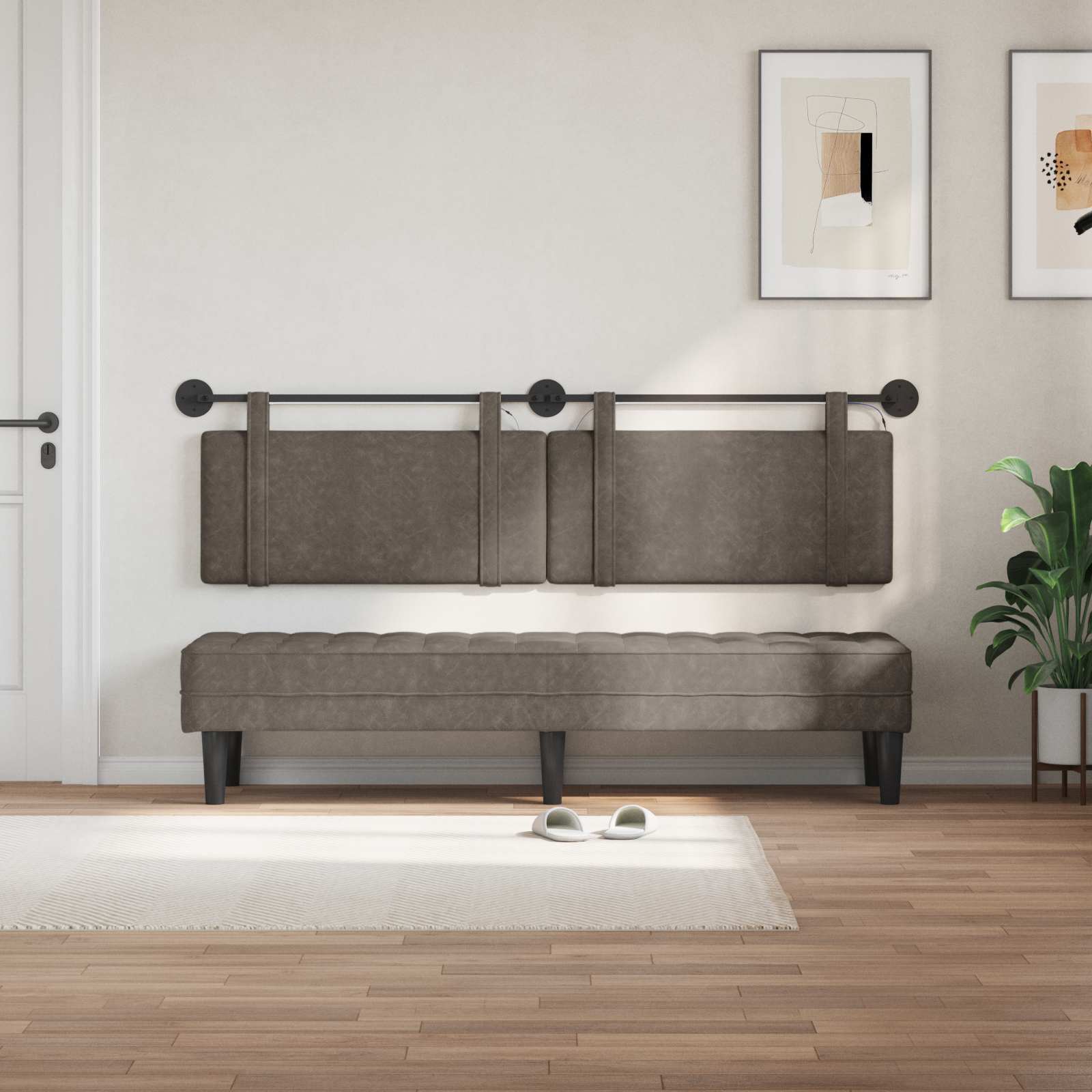 vidaXL Tête de lit suspendue Gris PU antique