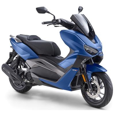 Motorroller LUXXON "Silvermax 125 (85 km/h), E5+, Maxi-Scooter, matt-anthrazit", blau (matt, blau), Motorroller, ohne Topcase, 85 km/h, Euro 5+, Windschild, CBS, USB-Anschluss, Maxi-Scooter, Keyless Go, B:77cm H:113cm L:193cm