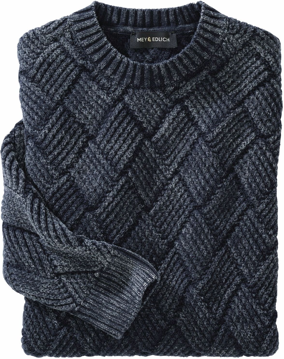 Mey & Edlich Flechtwerk-Pullover Blau 56