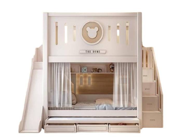 JVmoebel Etagenbett Weißes Holz-Hochbett für Kinder mit verspieltem Design (1-St), Made in Europe