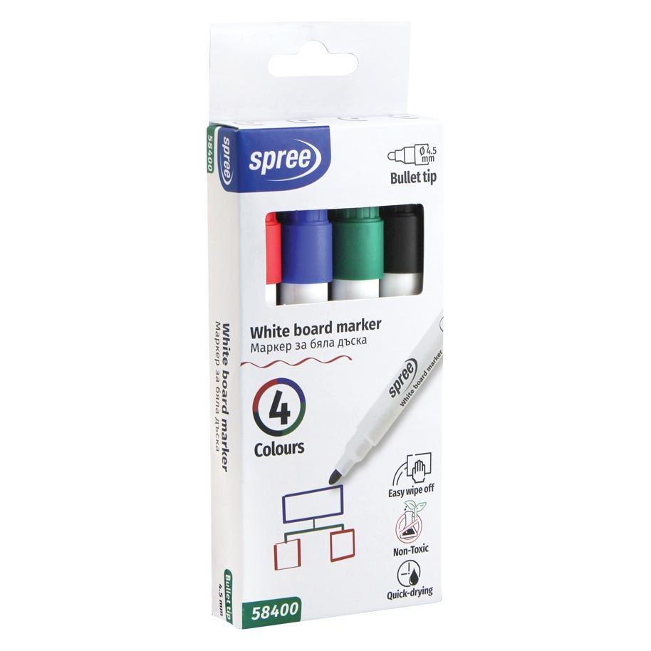 Default Whiteboard Marker, aeske med 4 farver. (4x) (58400)