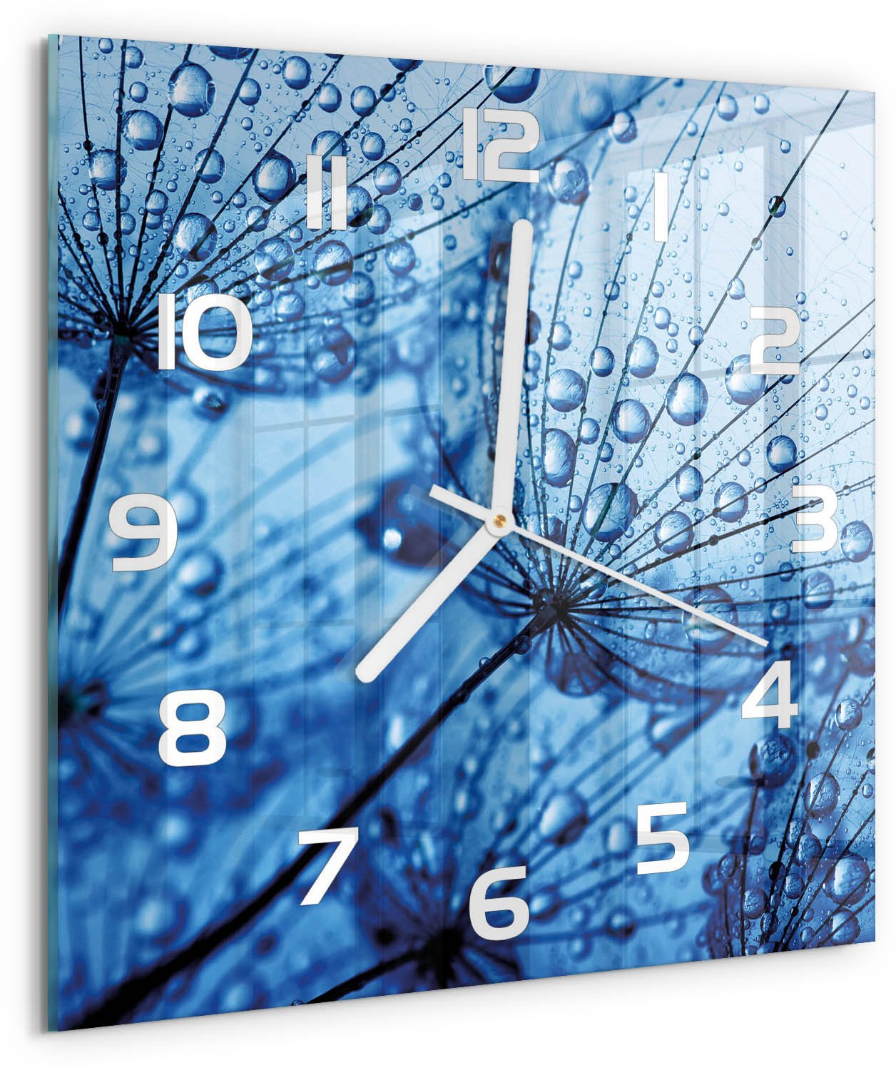 Tulup Wandklok met Paardenbloemzaden Decoratie - Blauw - 30 x 30 cm