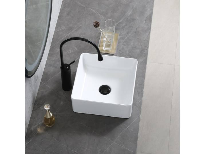 Évier de Lavage Blanc de Luxe observateur, Carré, Rond, pour Cuisine, Toilettes