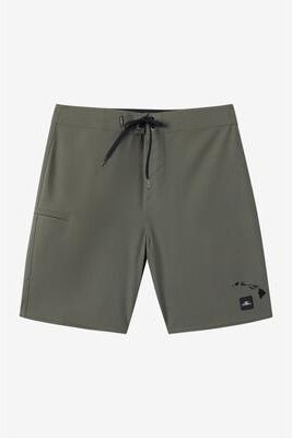 O'Neill s Hyperfreak Heat Solid Hawaii 20"" Board Shorts in Army, Size 33, Elastane/Polyester"