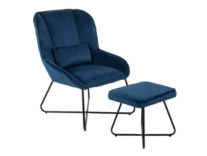 Duo Collection Loungesessel Algona, Relaxsessel mit Hocker, Samt Velours, Cocktailsessel