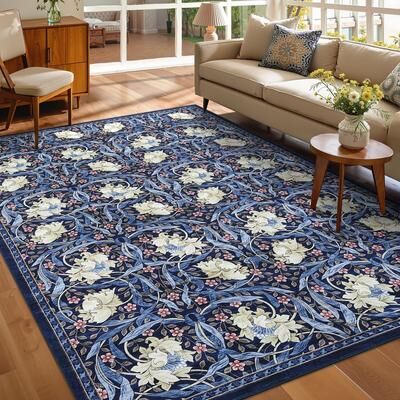 Garvee Vintage Floral Scroll Living Room Area Rug