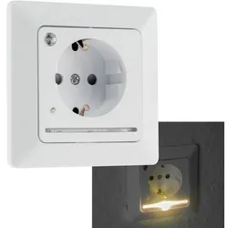 ChiliTec MILOS Schutzkontakt-Steckdose mit LED-Nachtlicht und Lichtsensor 16 A Weiß matt