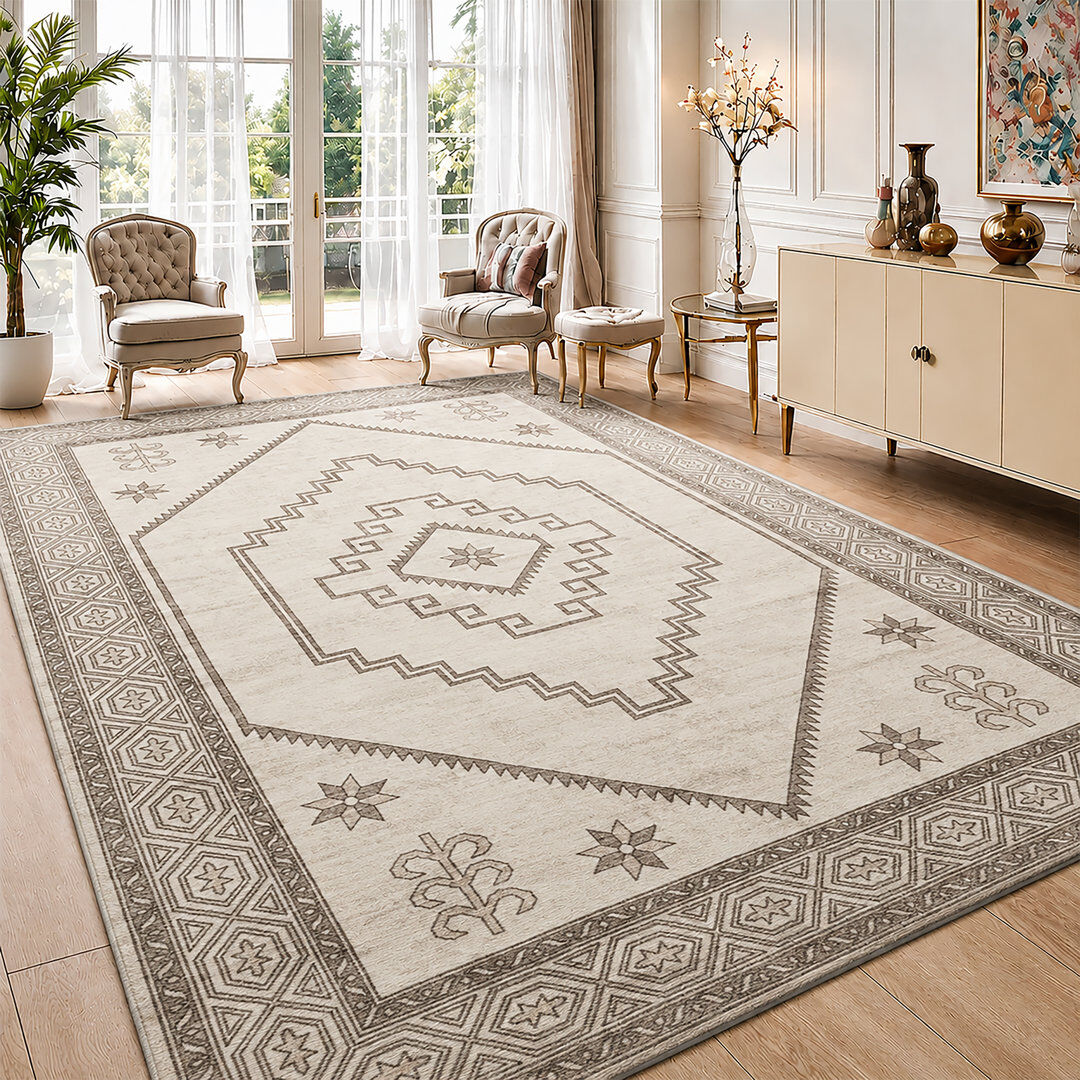 Kensington Traditional Aubusson Cashmere-Feel Area Rug & Runner, Non-Slip Washable Living Room Carpet RADIANT Rectangle 200 x 290 cm
