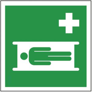 Abtec Hinweisschild ISO 7010 E013, Folie, 15 x 15 cm, Rettungszeichen, Krankentrage