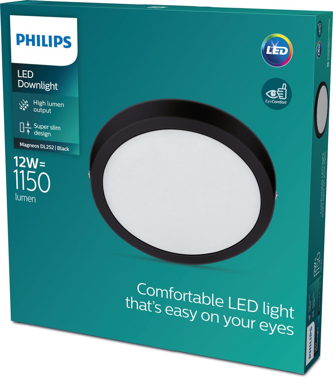 Philips Magneos moderne ronde LED plafondlamp - zwart