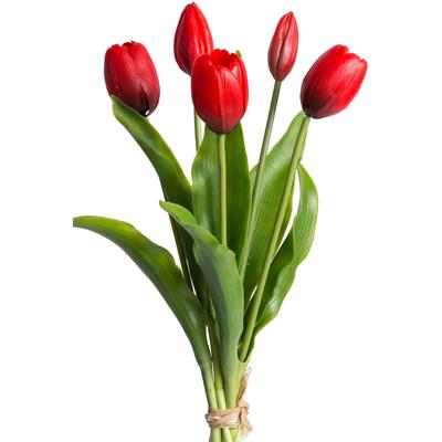 Kunstblume OTTO HOME "Tulpenbündel Holland real Touch", rot, B:10cm H:35cm T:10cm Ø:10cm, Kunststoff, Kunstpflanzen