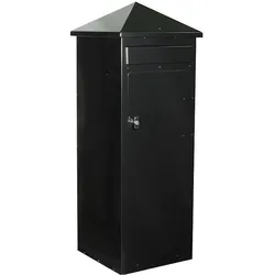 ReinigungsBerater, Briefkasten, Briefkasten viereckig freistehend Schwarz Viereckiger, robuster Briefkasten aus Metall (39 x 39 x 105 cm)