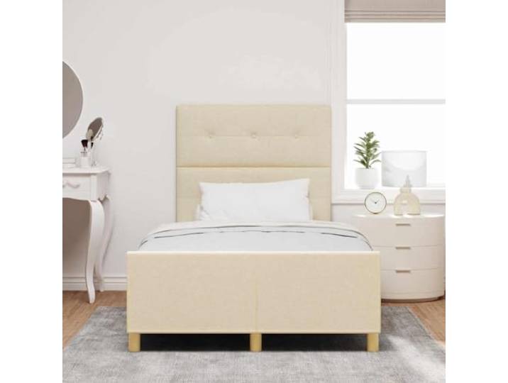 KTHLBRH Bettgestell Stoff creme 120 x 200 cm Kein Netz, einfaches Design, robuste Konstruktion, für Doppelzimmer