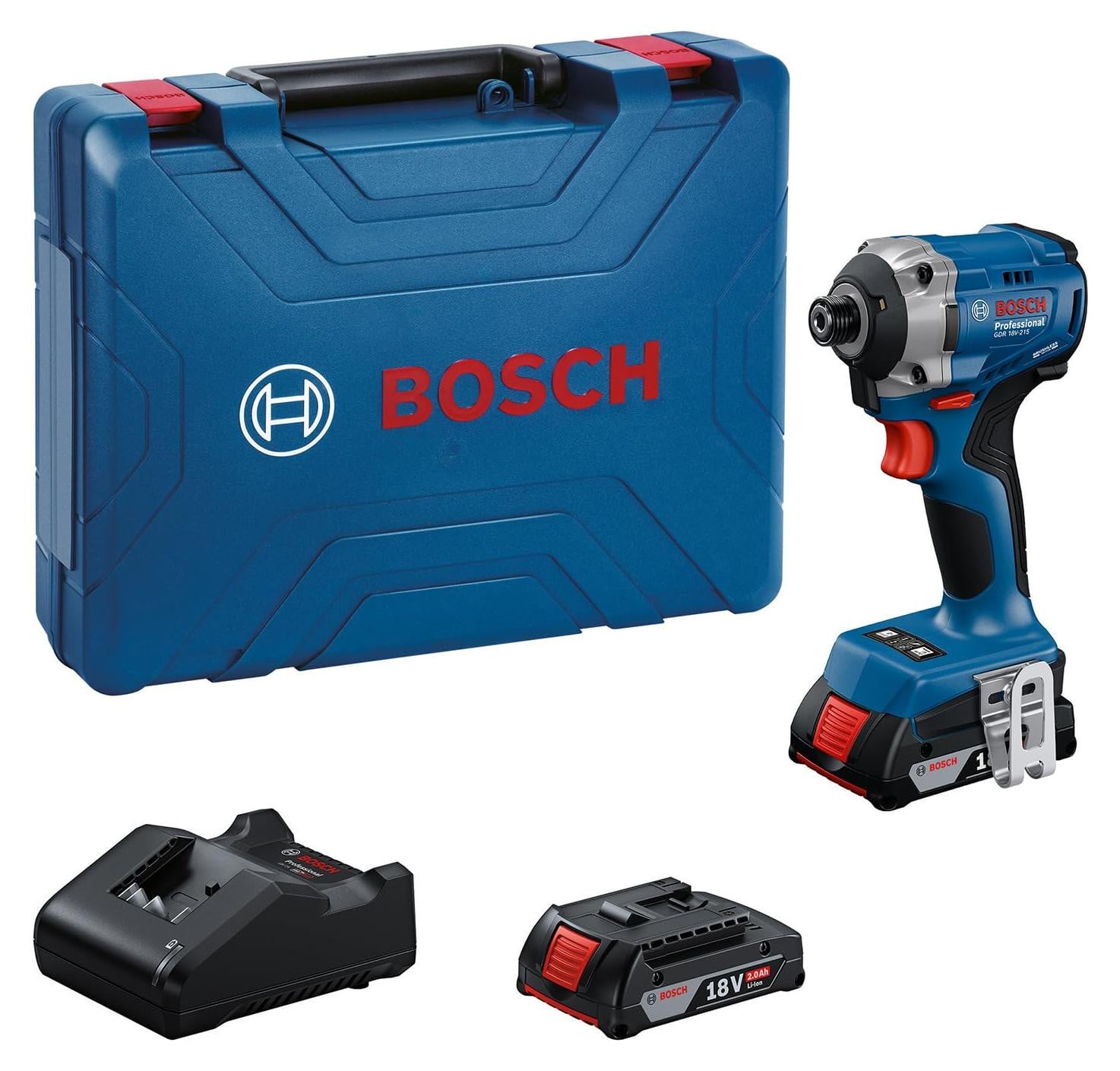 Bosch Professional 18V Accuschroefboormachine GDR 18V-215 met 2x GBA 18V 2.0Ah accu's, oplader en koffer