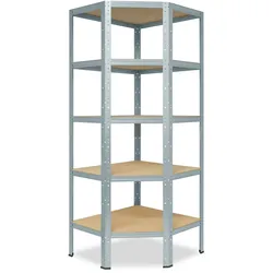 shelfplaza HOME 180x80x50 cm Eckregal in verzinkt mit 5 Böden und 175 kg Traglast pro Boden