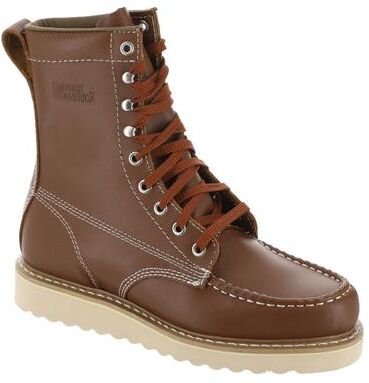 "Work America Men's Crepe Wedged Sole 8"" Work - 10 Tan Boot E3"