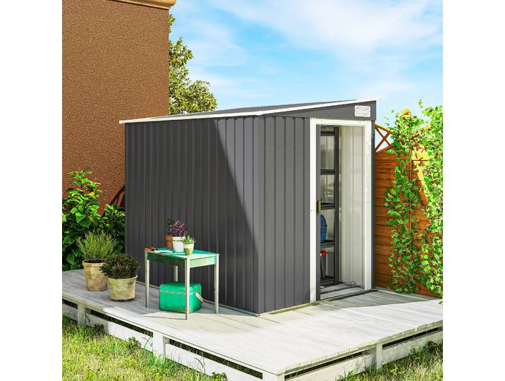 Outsunny Abri de Jardin 2,81m² Acier Gris Foncé avec Fondation