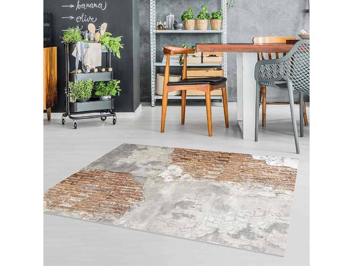 Vinylteppich Shabby Backstein Wand 120 x 80cm Rot