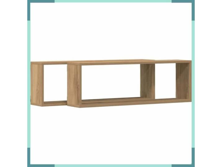 FHE Étagères Murales artisan - Bois d'ingénierie - Rangement - Intérieur - Chêne - 80x15x26 cm - 2 pcs