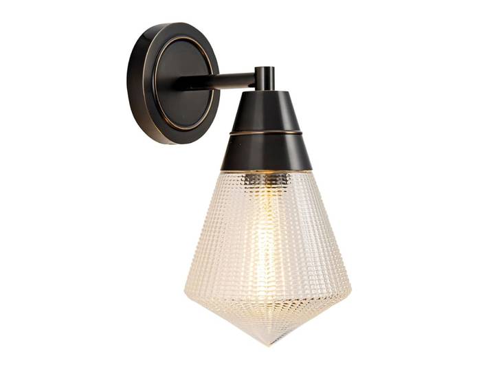 Applique Murale Acier, Clear Prismatic Glass Bronze Urbain