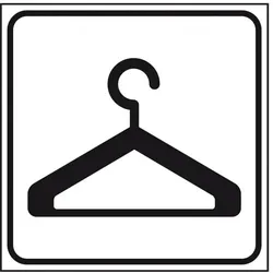 Aufkleber I Standard Piktogramm Kleiderbügel, weiß/schwarz, Folie, selbstklebend, 150x150mm