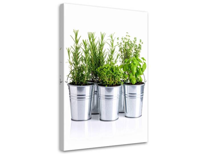 Feeby Leinwandbild Kräuter Gewürze 80x120cm, Grün, Essen/Getränk, Rechteckig, 80x120 cm, Bilder & Rahmen, Bilder, Leinwandbilder