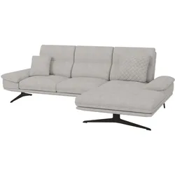 ECKSOFA Loris Grau Samt - Ottomane rechts