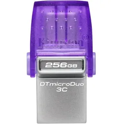 Kingston DataTraveler microDuo 3C (256 GB, USB-C), USB Stick, Silber, Violett