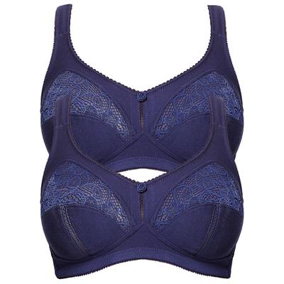 Entlastungs-BH SUSA "2er Pack Entlastungs BH Topsy Plus", Damen, Gr. 90, Cup E, blau (marine marine), Obermaterial: 60% Baumwolle CO. 35% Polyamid PA. 5% Elasthan EL., BHs Entlastungs-BH
